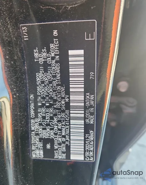 2014 Lexus Lx 570 z USA, uszkodzony, nr VIN JTJHY7AX3E4142548